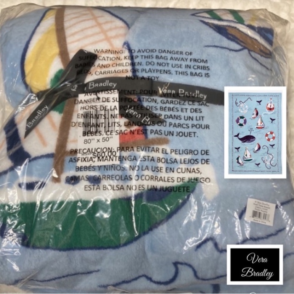 Vera Bradley Throw Blanket Really Regatta Pattern